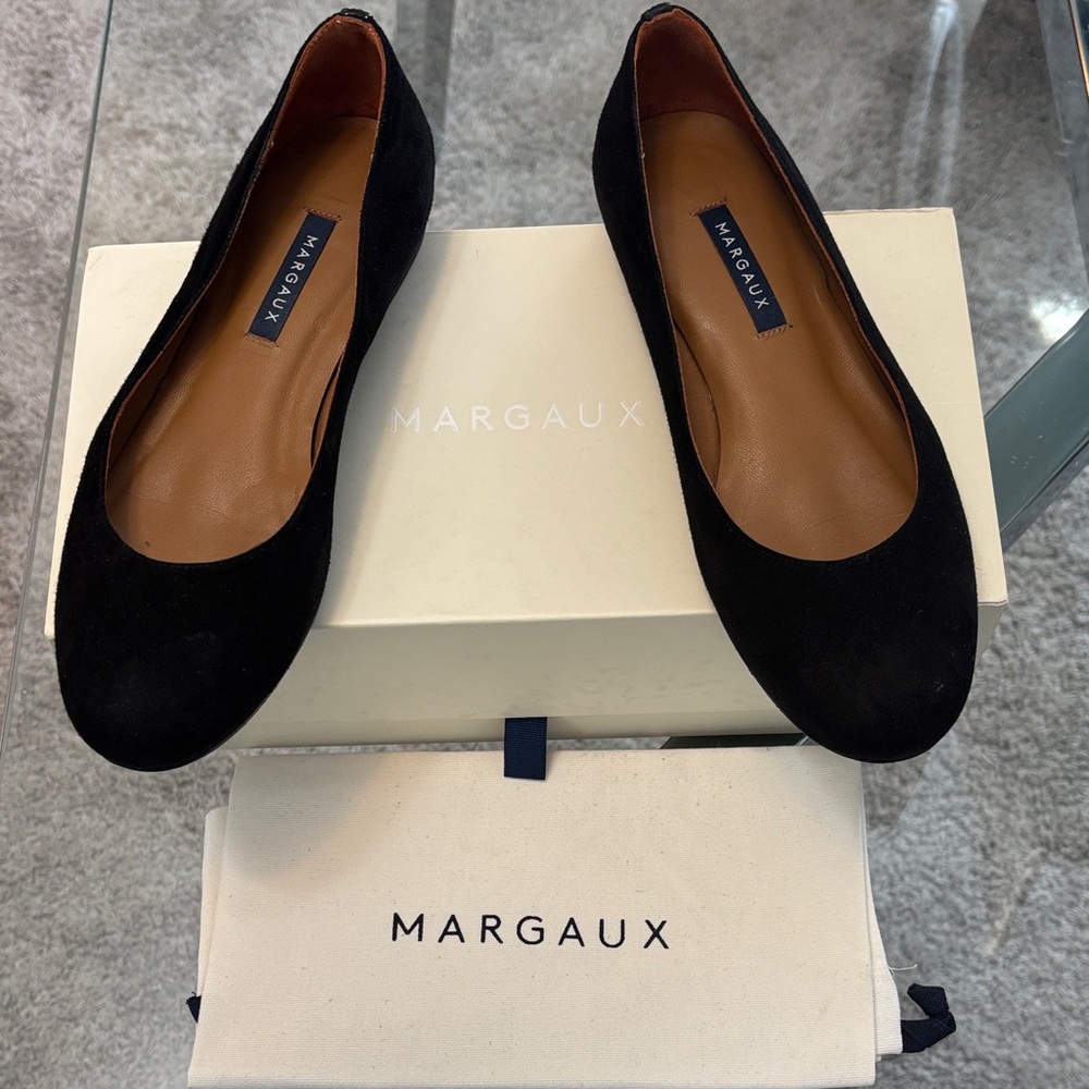 Margaux Black Suede Ballet Flats